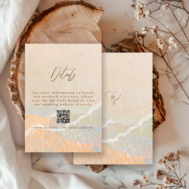 Sand Heart Beach Wedding Destination Details Enclosure Card (Creator Uploaded)