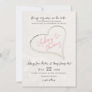 Sand Heart Beach Wedding Invitation