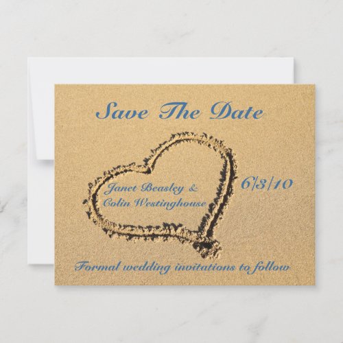 Sand Heart Save the Date Announcement Card