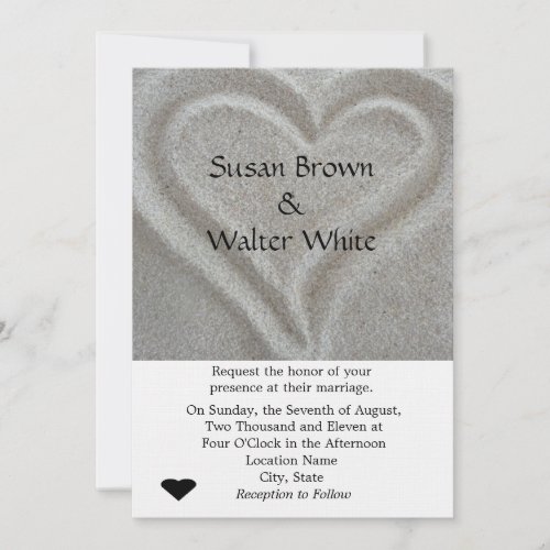 Sand Heart Wedding Invitation