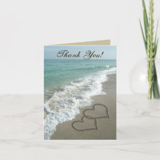 Sand Hearts on Beach, Thank You Cards