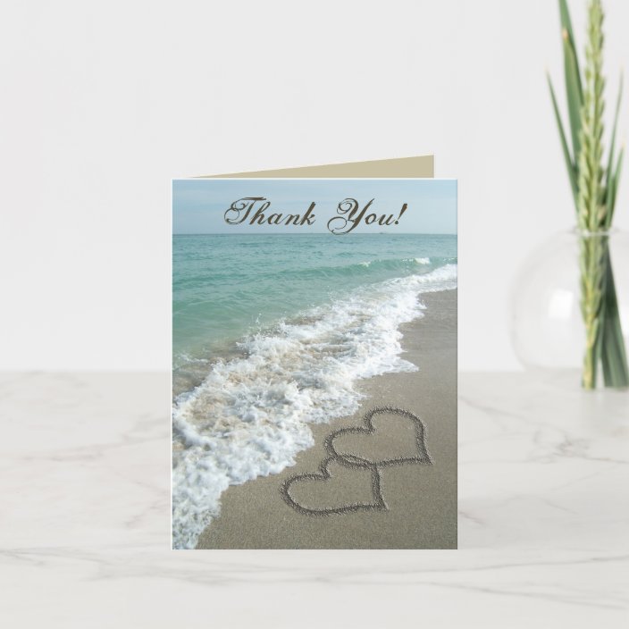 Sand Hearts on Beach, Thank You Cards | Zazzle.com