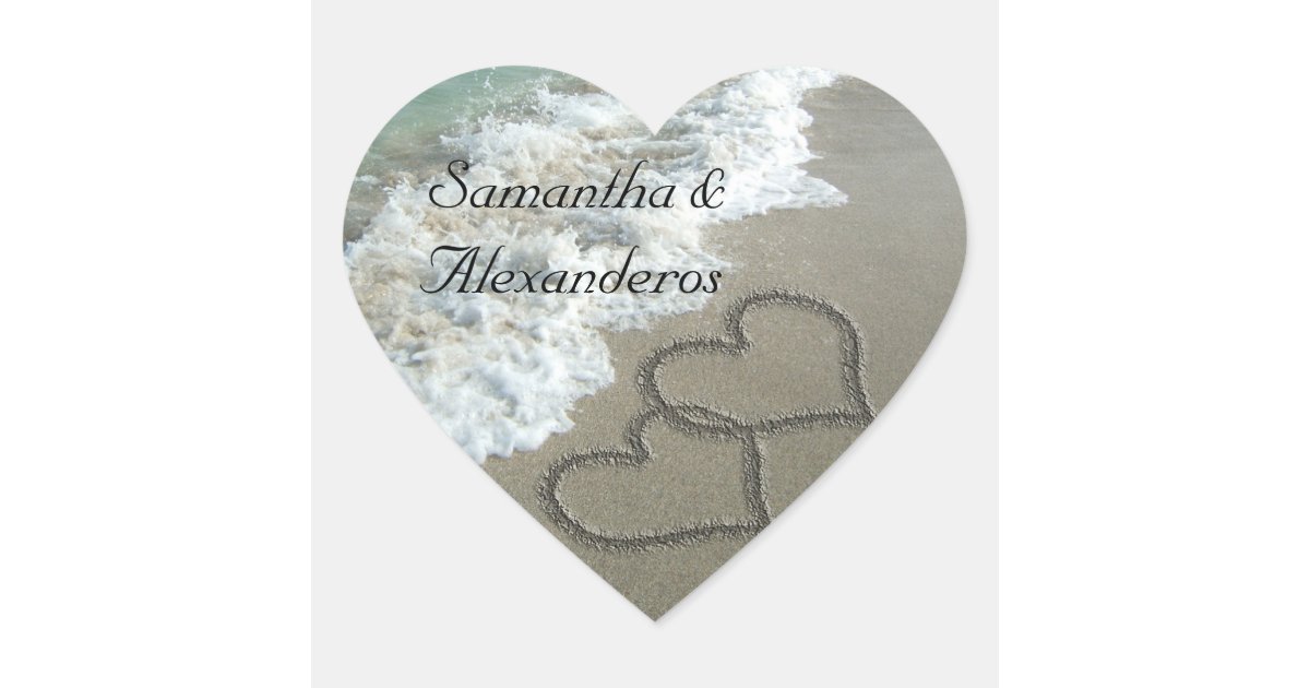 Sand Hearts on the Beach Envelope Seal Sticker | Zazzle