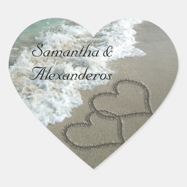 Sand Hearts on the Beach Envelope Seal Sticker | Zazzle