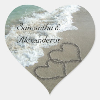 Sand Hearts on the Beach Envelope Seal Sticker
