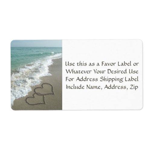 Sand Hearts on the Beach Favor or Mailing Label