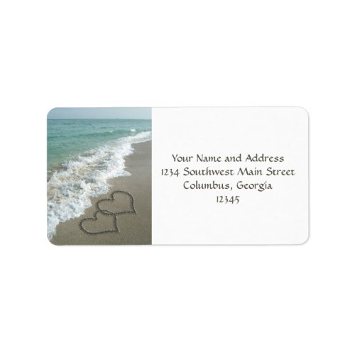 Sand Hearts on the Beach Label
