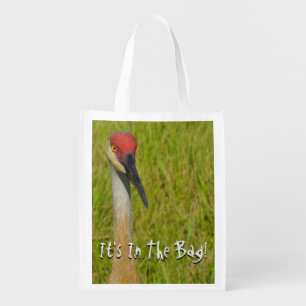 Sand Hill Crane Looking At Camera Grocery Bag