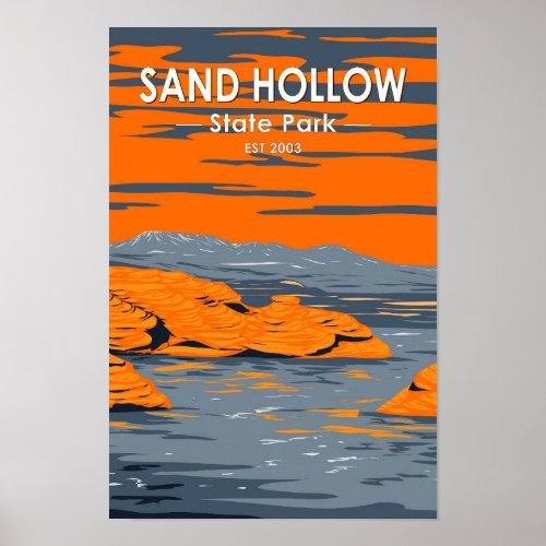Sand Hollow State Park Utah Vintage  Poster