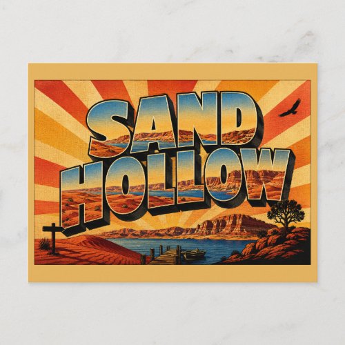 Sand Hollow Utah Red Dunes Reservoir Art Postcard