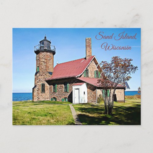 Sand Island Wisconsin Light House Photo Postcard