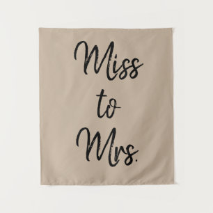 Sand Khaki Black Miss to Mrs Banner Bridal Shower Tapestry