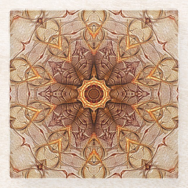 Sand Mandala Pattern with Star Center Coaster (Front)