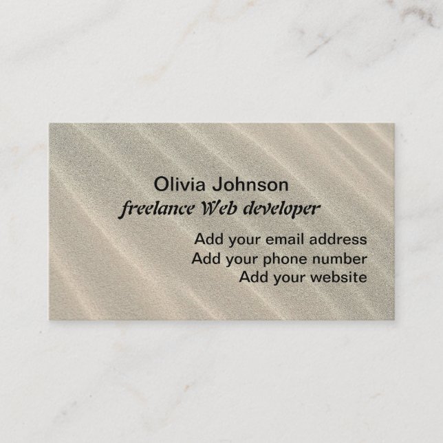 Sand minimalist digital nomads freelancer beige business card (Front)