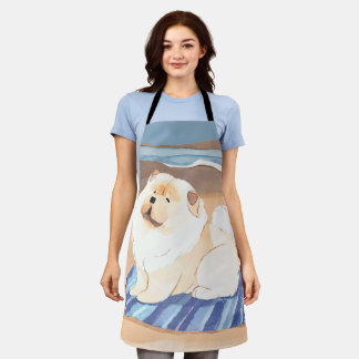SAND N' SEA Cream Chow Chow dog Apron