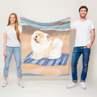 SAND N' SEA  Cream Chow Chow dog beach blanket