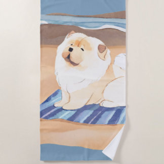 SAND N' SEA Cream Chow Chow dog beach towel