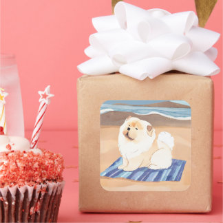 SAND N' SEA Cream Chow Chow dog stickers
