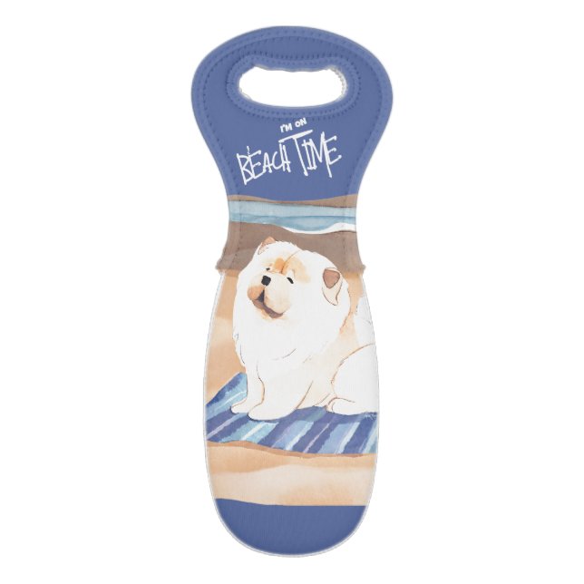 SAND N' SEA Cream  Chow Chow dog  Wine Bag (Back Flat)