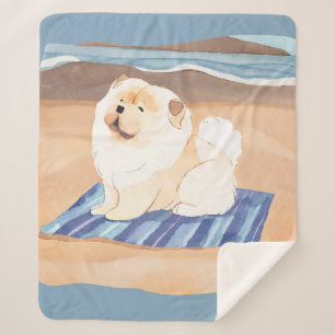 SAND N' SEA Cream Chow Chow Sherpa Blanket