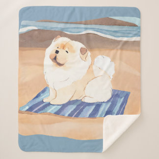 SAND N' SEA Cream Chow Chow Sherpa Blanket