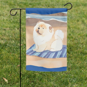 SAND N' SEA Cream  Chow Dog garden flag