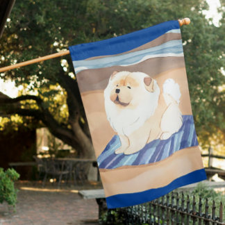 SAND N' SEA Cream  Chow Dog house flag