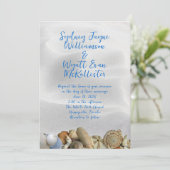 Sand n Shells Simple Wedding Ceremony Invitations (Standing Front)