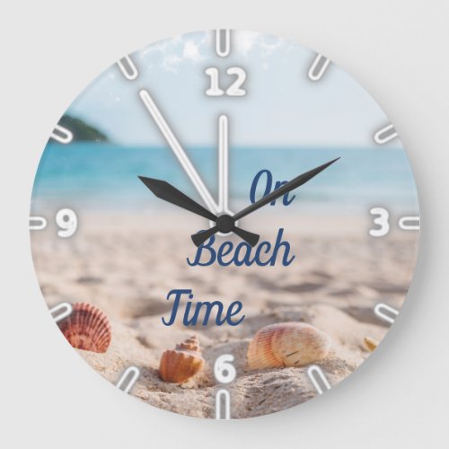 Sand Ocean Sky BeachSeashells Large Clock