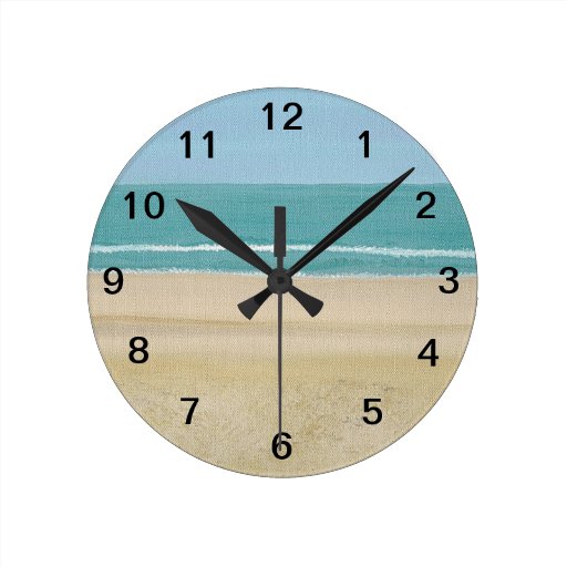 Sand Ocean Sky Waves Beach Wall Clock | Zazzle