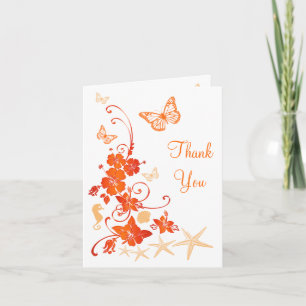 Sand, Orange, White Tropical Beach Thank You Card