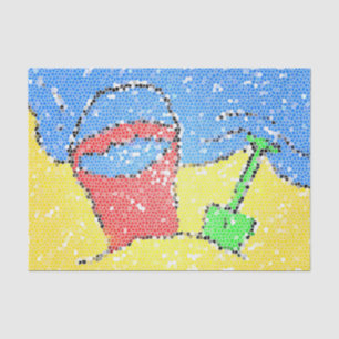 Sand pail and shovel beach mosaic look cute tissue paper