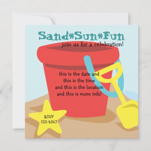 Sand Pail Personalized Invitation