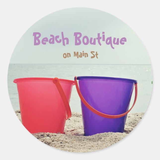 Sand Pails in the Sand Custom Classic Round Sticker (Front)