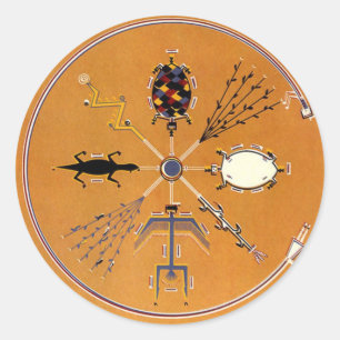 Sand Painting Native American Tribal Classic Round Sticker