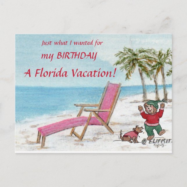 Sand, Palm Trees and Dreams of a Florida Vacation Postcard (Front)