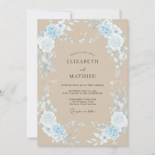 Sand Periwinkle Bloom Wedding Invitation