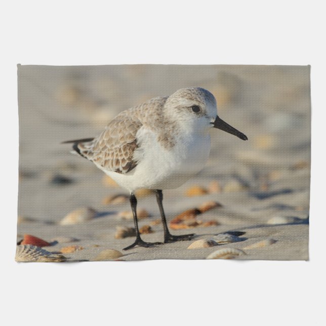 Sand Piper and Seashells Kitchen Towel (Horizontal)