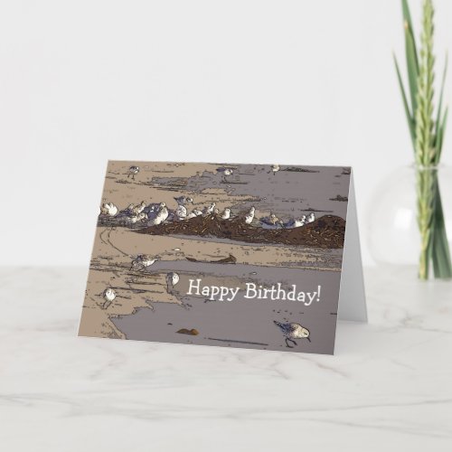 Sand Piper Beach Birthday Card