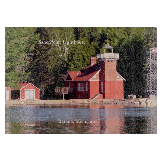 Sand Point Lighthouse Baraga  cutting board (Front)