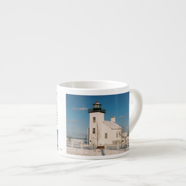 Sand Point Lighthouse history espresso mug (Front Right)