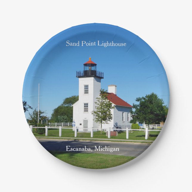 Sand Point Lighthouse paper plate (Front)