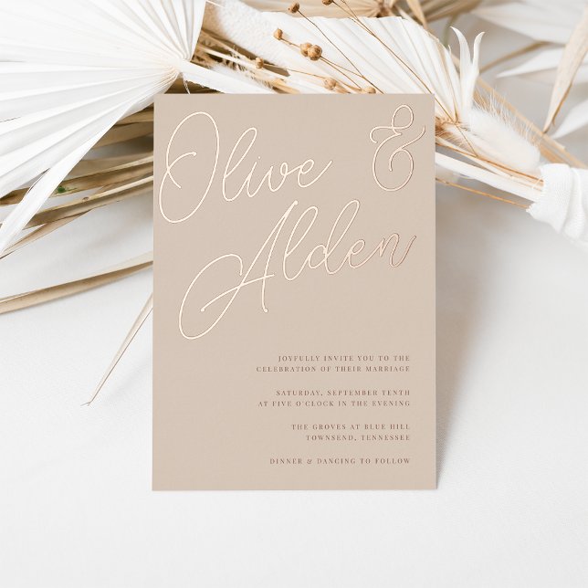 Sand | Rose Gold Script Wedding Foil Invitation (Creator Uploaded)