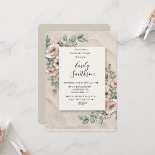 Sand Sage Green Floral Bachelorette Party  Invitation