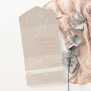 Sand   Script Watermark Monogram Wedding All In One Invitation