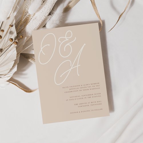 Sand  Script Watermark Monogram Wedding Invitation