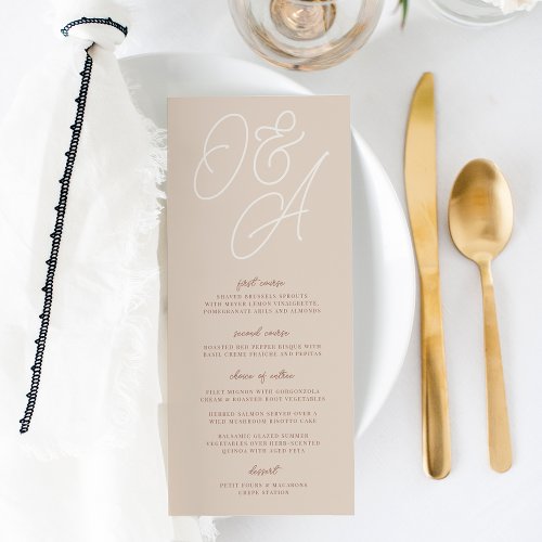 Sand  Script Watermark Monogram Wedding Menu