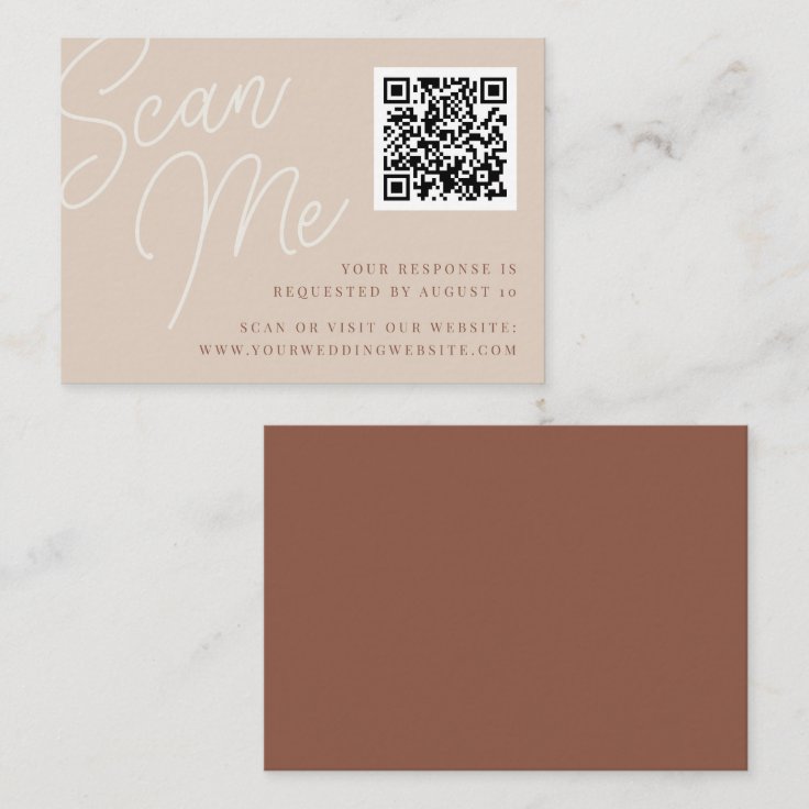 Sand Script Watermark QR Code RSVP Enclosure Card Zazzle