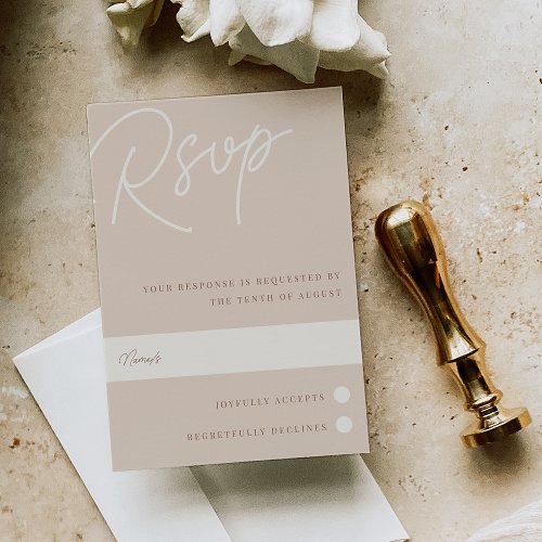 Sand  Script Watermark Traditional RSVP Card