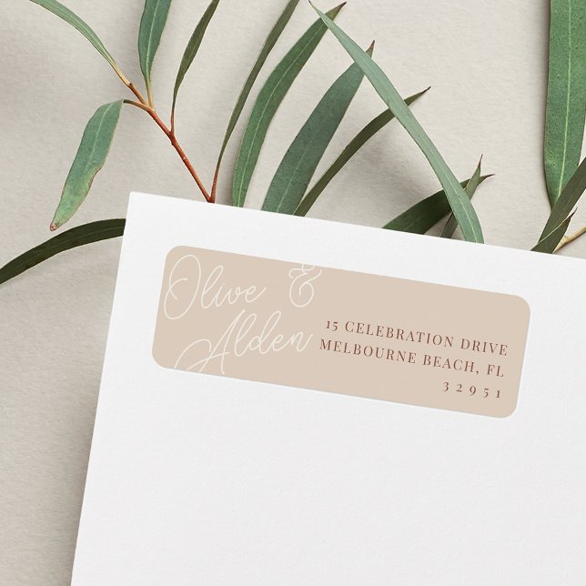 Sand | Script Watermark Wedding Return Address Label (Creator Uploaded)